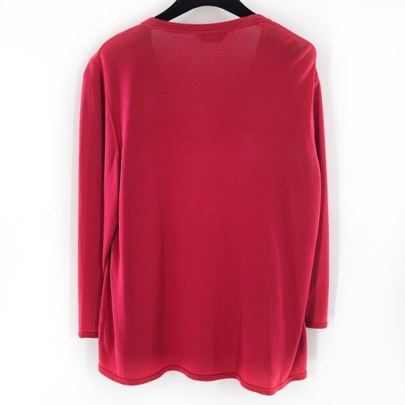 MARINA RINALDI Pink 3/4 Sleeve V-Neck Knit Top - Picture 2 of 4